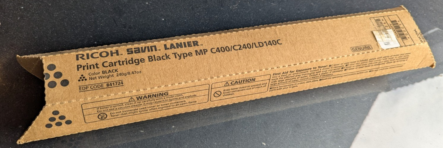 Ricoh 841724 Black Toner Cartridge savin lanier Aficio MP C400 c240 LD140c