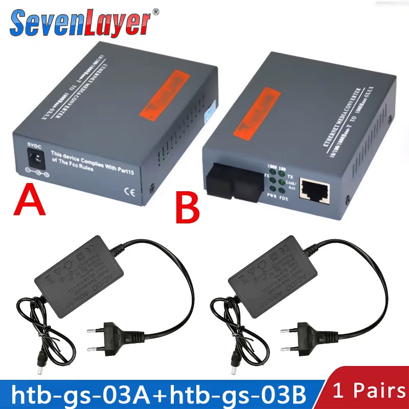 Gigabit Fiber Optical Media Converter 10/100/1000Mbps Single Fiber SC Port HTB-g