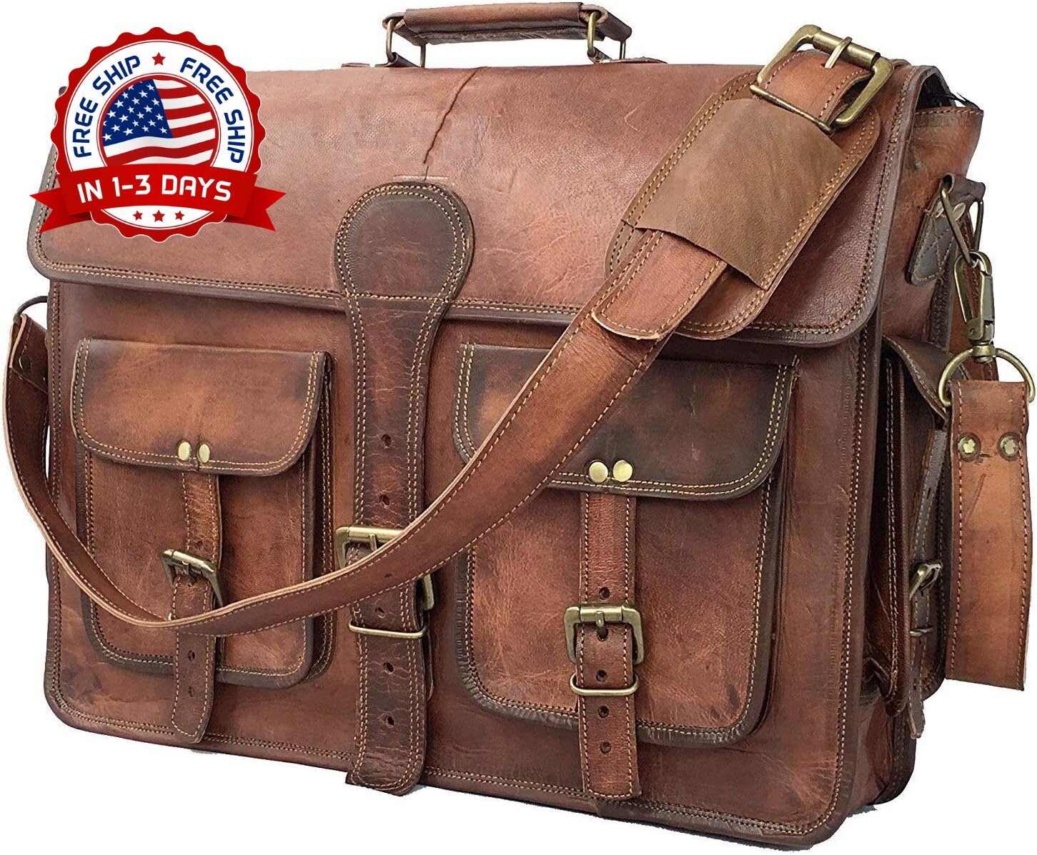 Bolso Bandolera De Cuero Vintage Hecho A Mano Para Viaje, Oficina, Portátil NEW
