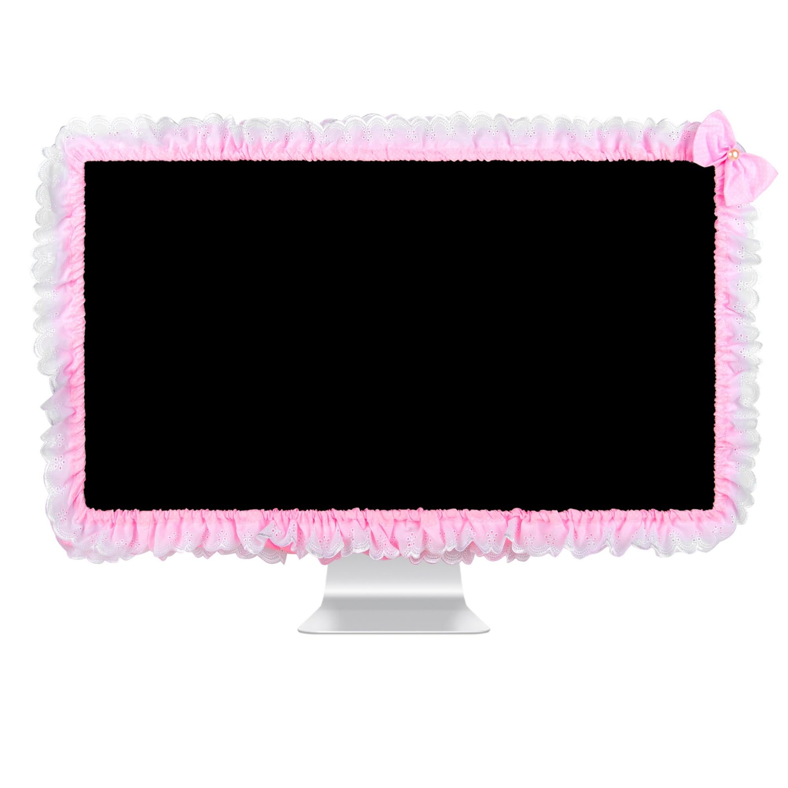 Kingshion 32"-38" Lovely Cute Computer Monitor Cover with Pink & White Point