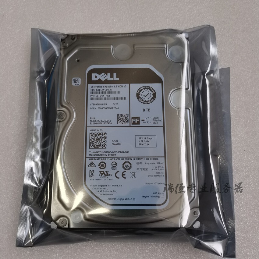 DELL 0M40TH M40TH ST8000NM0185 8TB 512e SAS 7200RPM 256MB 12Gb/s 3.5 Hard DriveA