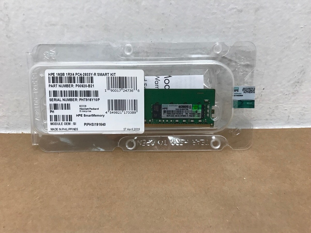NEW P00920-B21 P03051-091 HPE 1RX4 16GB DDR4 PC4-2933 RDIMM GEN10 Server Memory