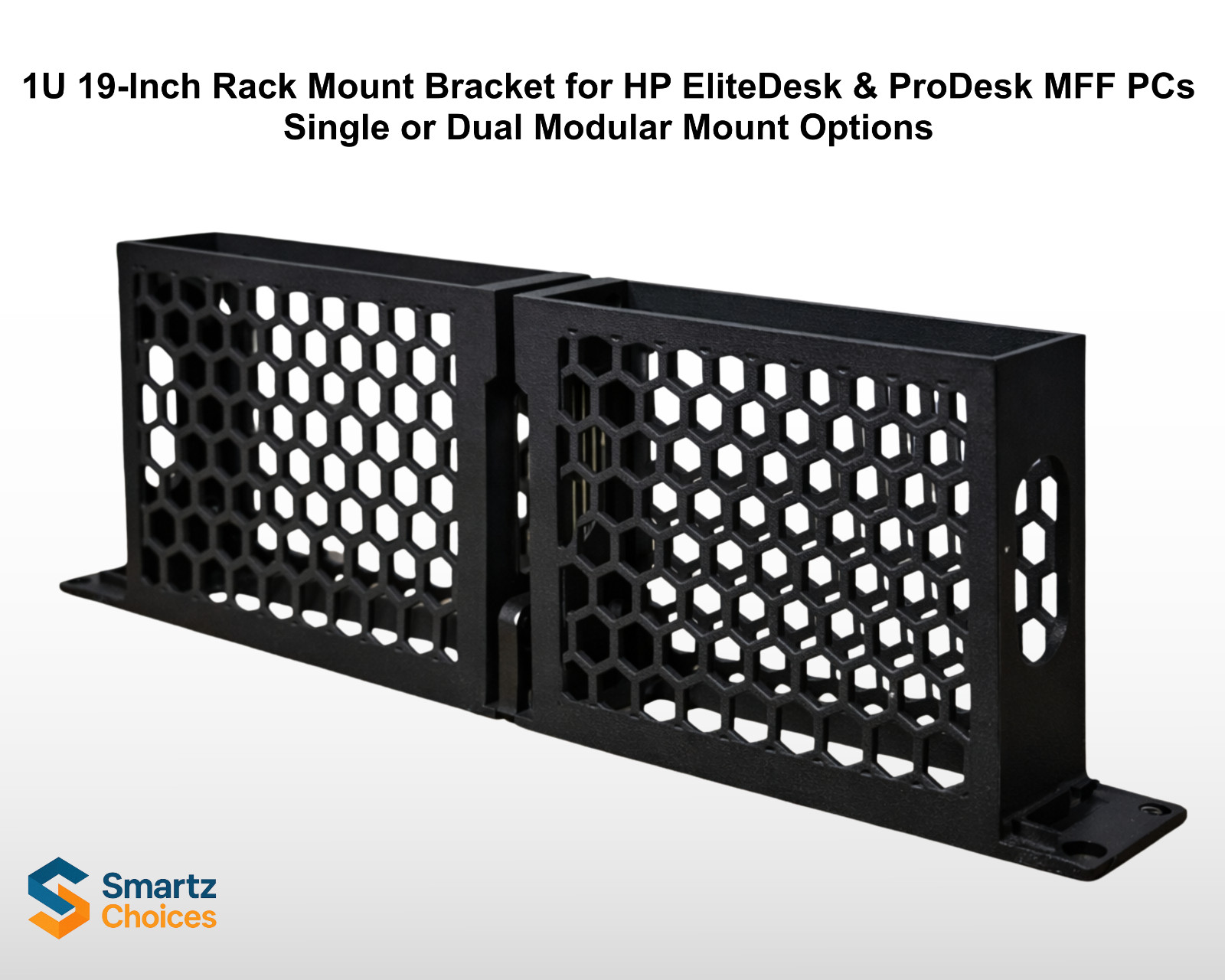 1U 19-Inch Rack Mount Bracket for HP EliteDesk & ProDesk MFF PCs – Single/Dual