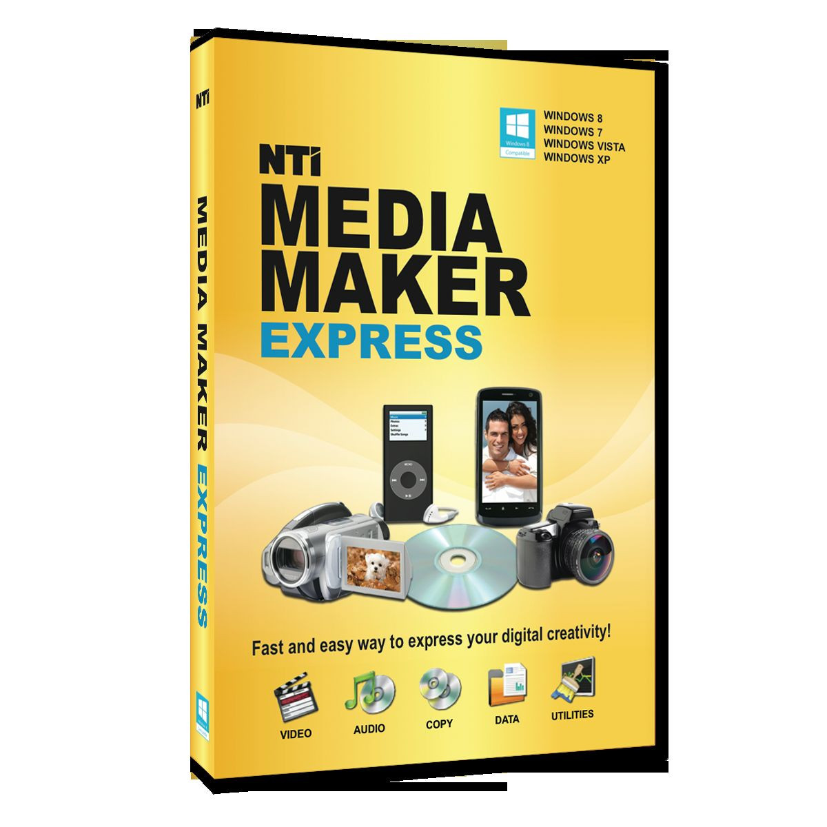 NTI Media Maker Express, CD DVD Burning for Win 11/10/8/7,Vista or XP SP3 (1 PC)