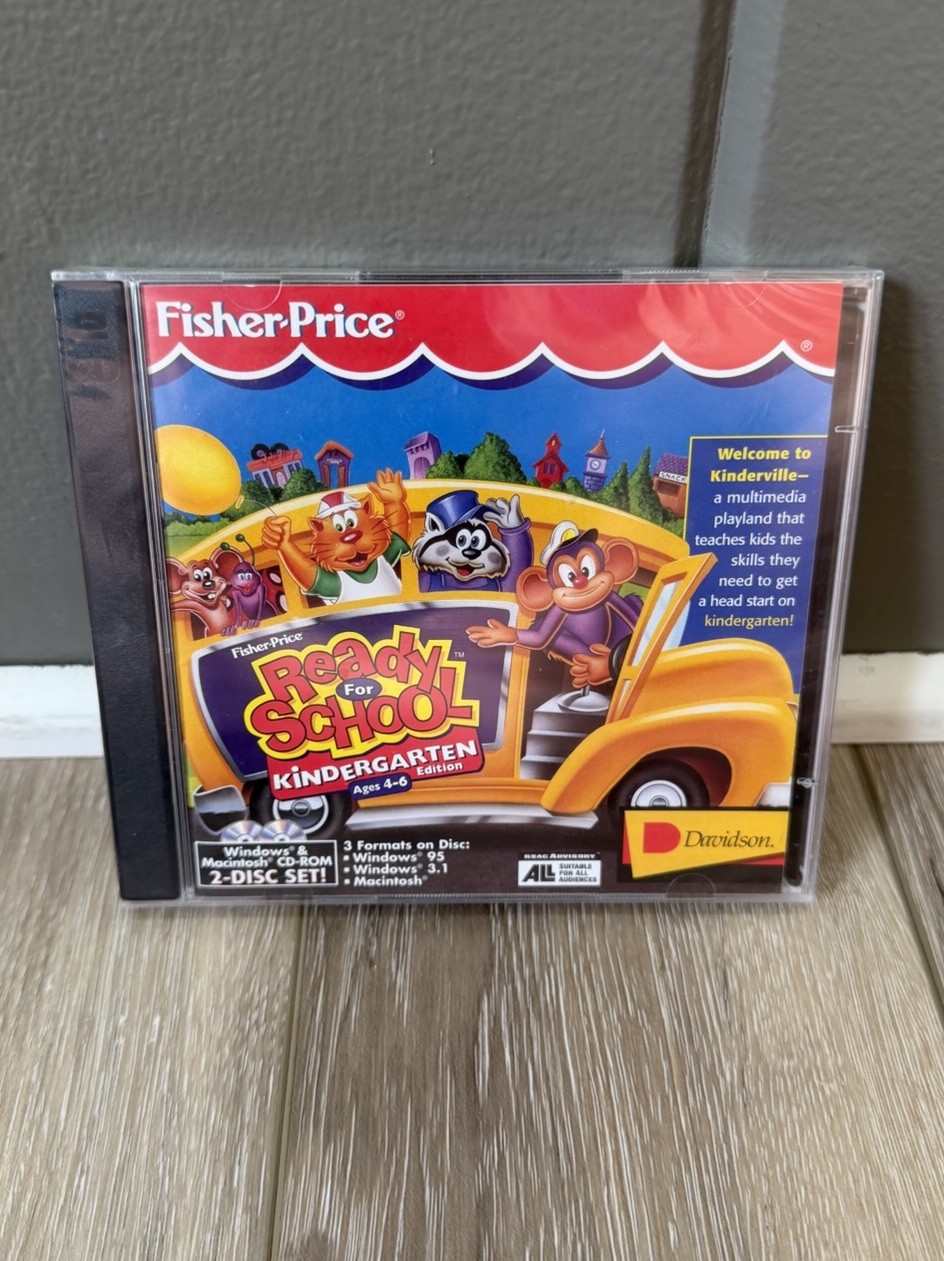Sealed Fisher-Price Ready for School Kindergarten Edition 2 Disc PC/Mac 1996