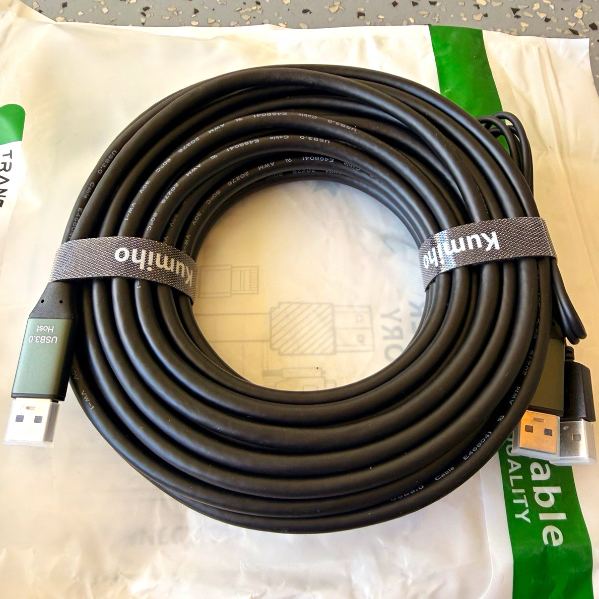 DELUXE USB 3.0 Type-A Male to Male Cable 30ft/10m Black X0049DUGCR