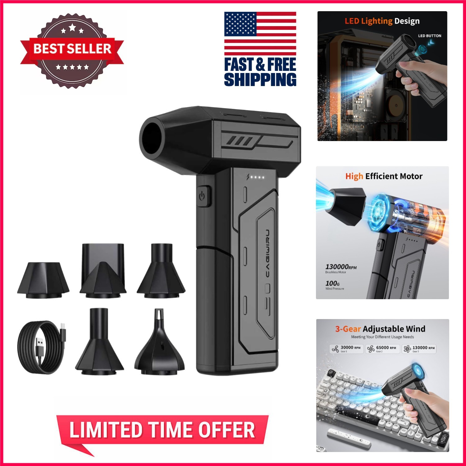 High-Performance Cordless Air Duster - Easy Dust Remover for Home & Outdoor Use