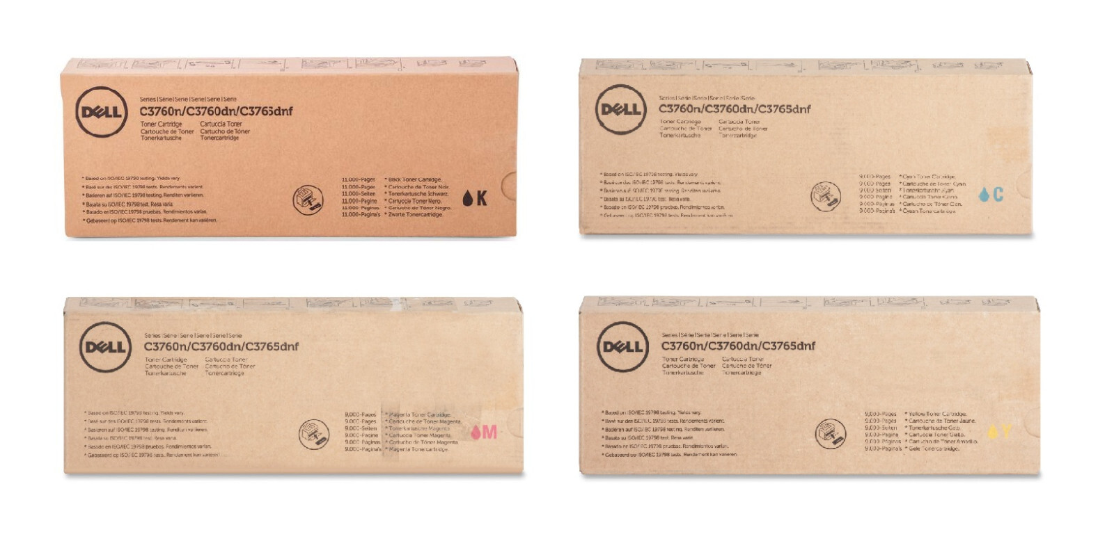 Original Toner DELL C3760N C3760DN DNF / High Capacity 593-11119 To 593-11122