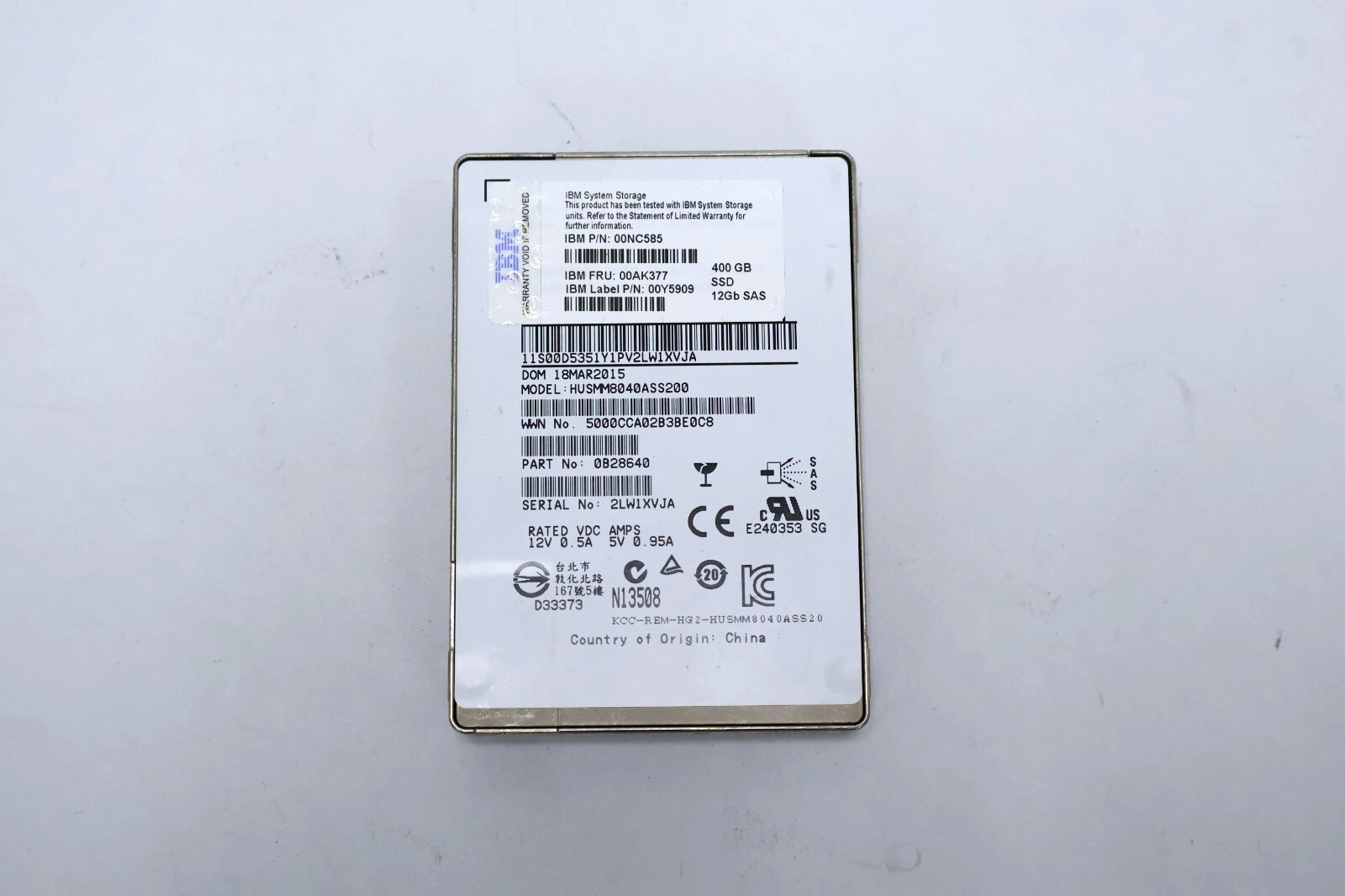 IBM 400GB SAS SSD 12Gb/s | 00NC585 - 00AK377 - 00Y5909 - HUSMM8040ASS200