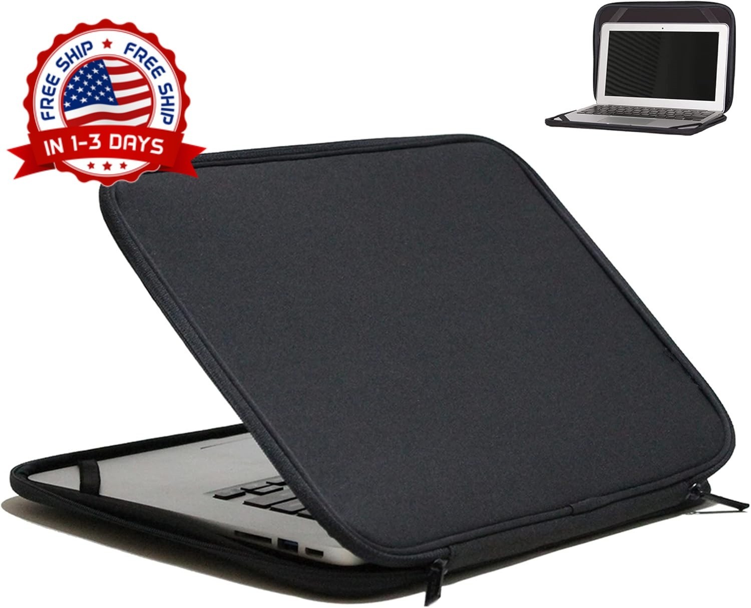 Funda para Laptop 17.3 Pulgadas Plegable Delgado Ligero con Tapa Color Negro