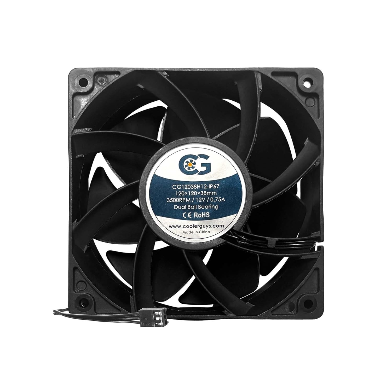 Coolerguys 12vDC Waterproof IP67 Fan (High Speed, 120x38mm, High Speed 