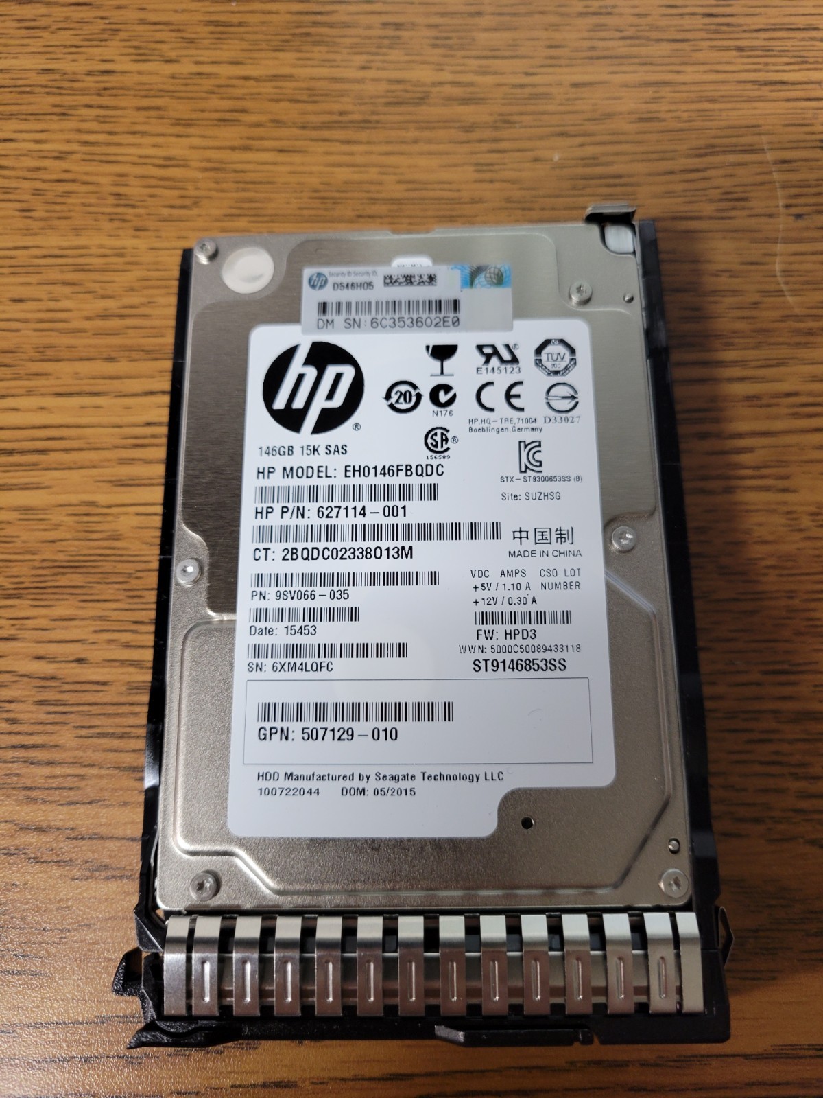 HP 652605-B21 653950-001 146GB 15K 2.5" 6G SAS SC HARD DRIVE GEN 8/9 With Caddy