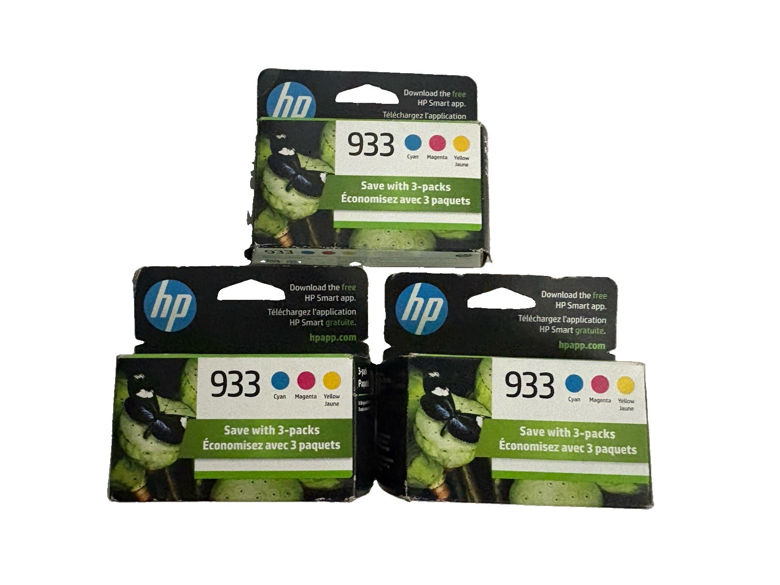 Genuine HP 933 Cyan Magenta Yellow Ink Cartridges 3 Pack See Pics For EXPSealed