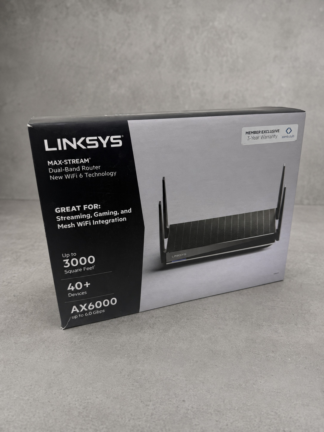 Linksys MR9610 MAX-STREAM AX6000 Dual-Band Mesh WiFi 6 Router w/ Box & Adapter