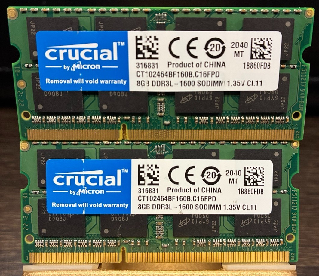 Crucial 16GB (2x8GB) DDR3L-1600 PC3L-12800 204-Pin SODIMM Laptop RAM