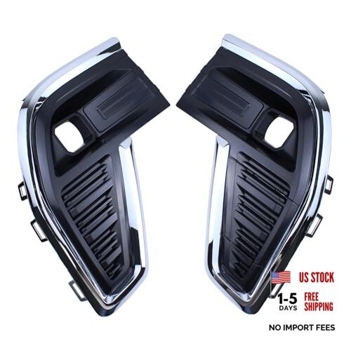 Front Driver and Passenger Side Fog Light Cover Bezel with Chrome Molding for
