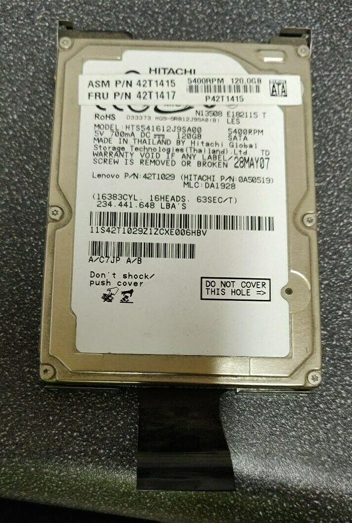 Lenovo 42T1415 / 42T1417 / 42T1029 120GB 5.4K RPM 2.5" SATA Hard Disk Drive