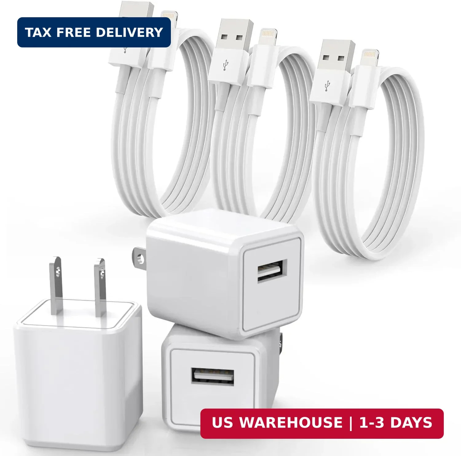 3Pack iPhone Charger Cable USB Wall Charger For 14/13/12 Pro Max/11 Pro/XS……3ft