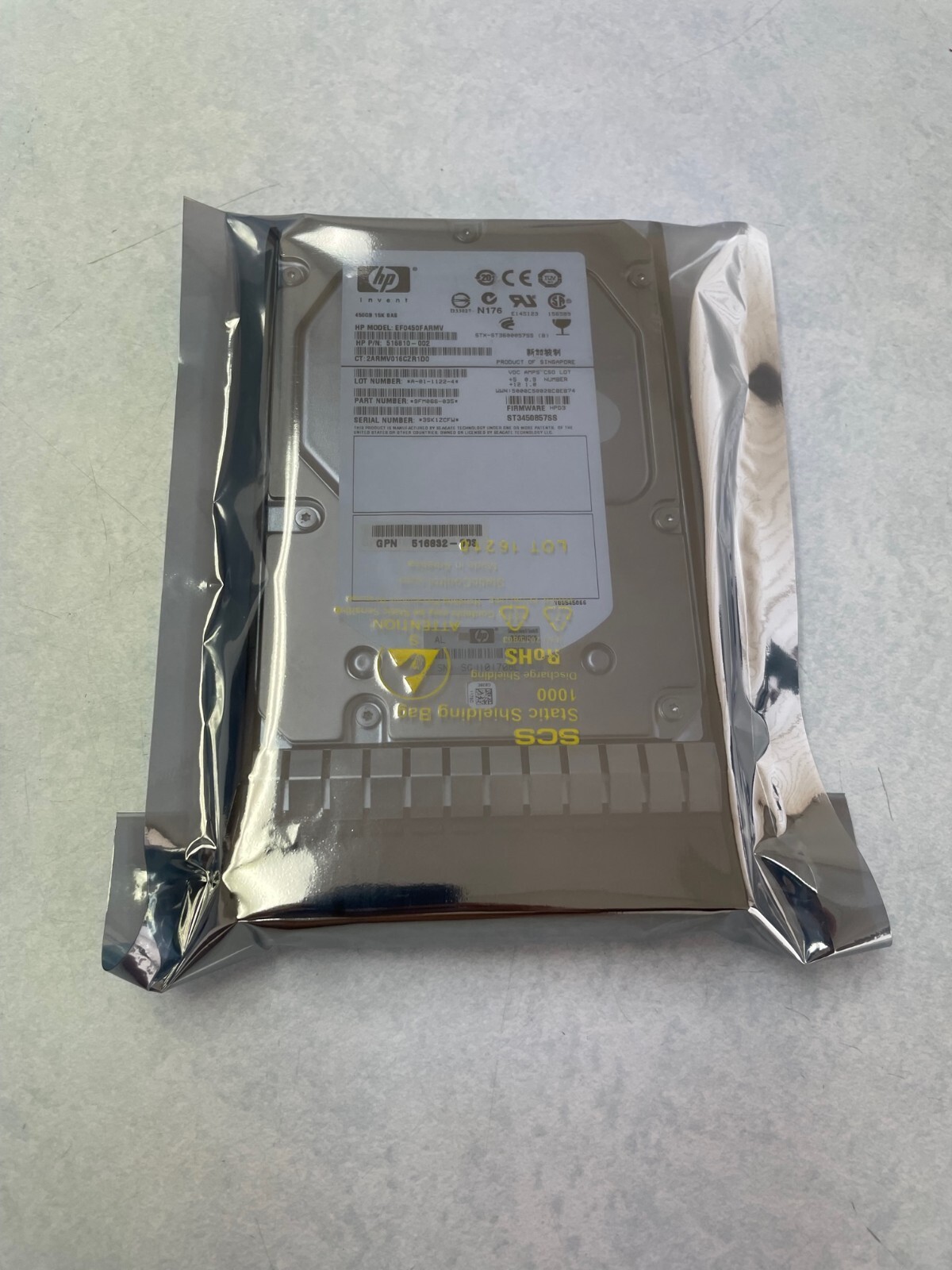 516816-B21 ,517352-001 HP 450GB 6G SAS 15K 3.5" DP HARD DRIVE
