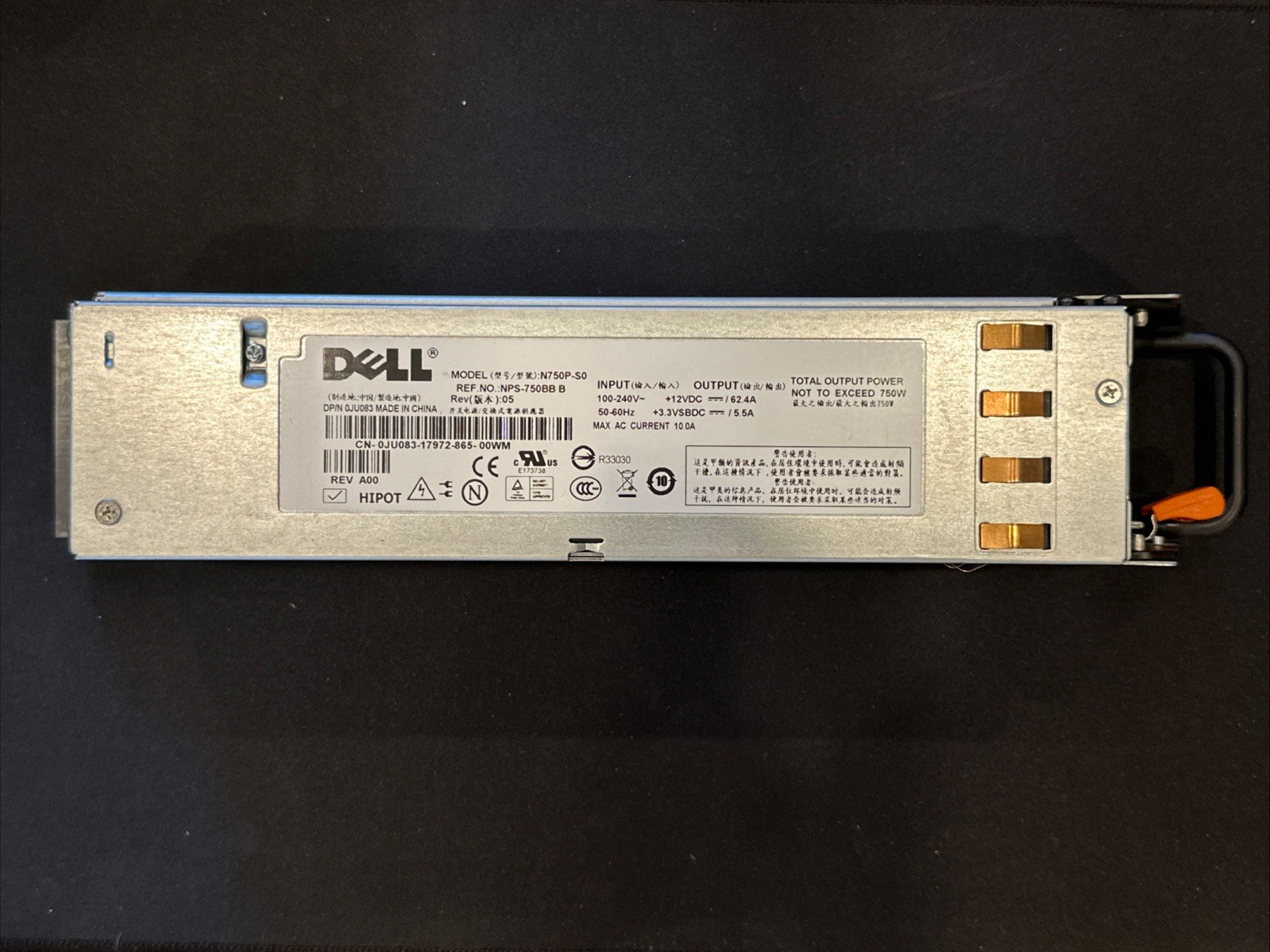 Dell PowerEdge 2950 750W Power Supply N750P-S0 NPS-750BB GM266 JU083 Used