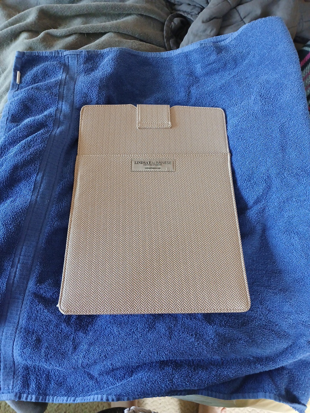 Lindsay Albanese Slimline Herringbone Fabric Sleeve Case Beige for 13" MacBook