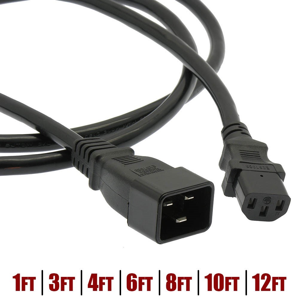 3-12FT C13 to C20 14/3 Gauge 3 Prong Power Adapter Cable Cord 10Amp 125V SJT