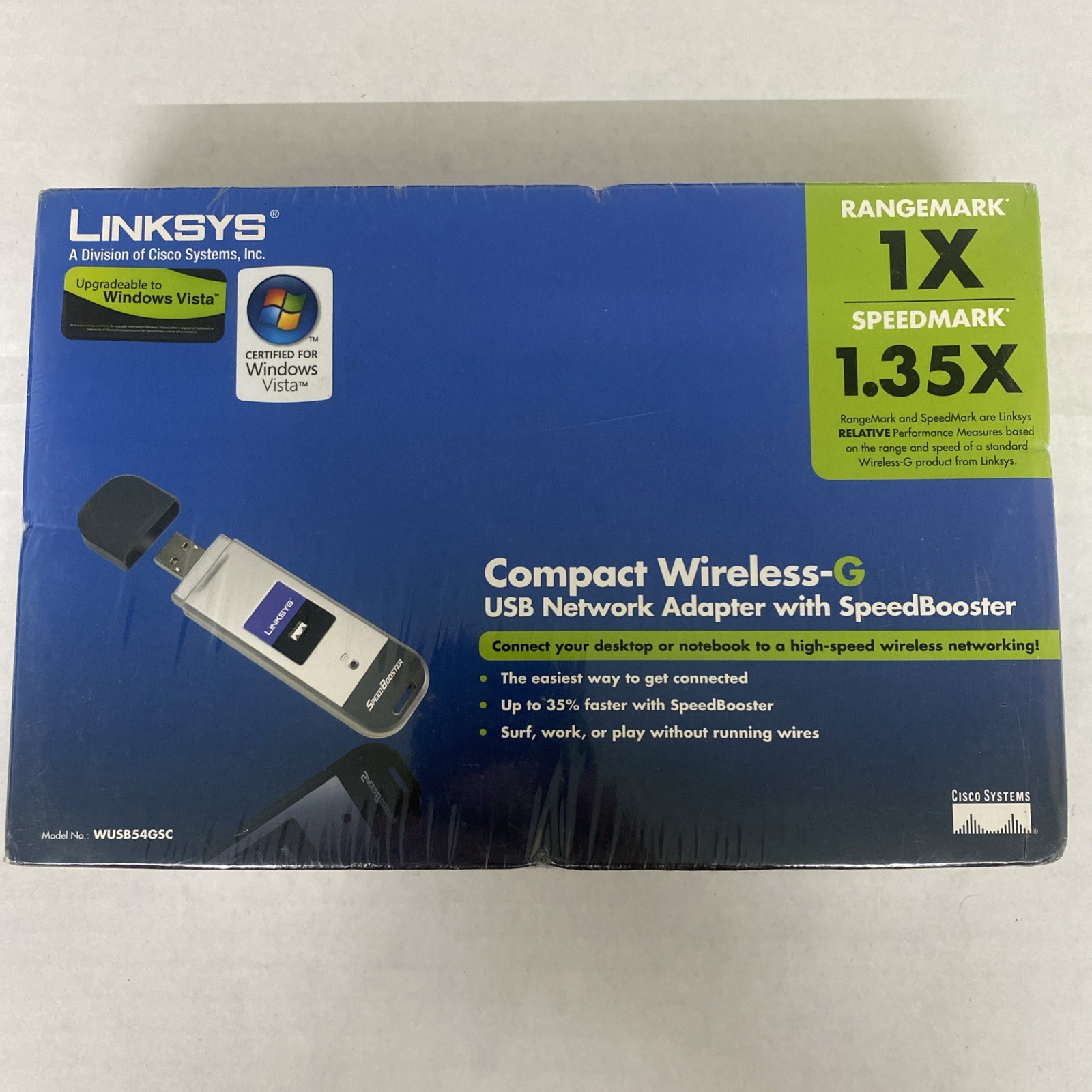 Linksys WUSB54GSC Compact Wireless-G USB Network Adapter Brand New Sealed Box