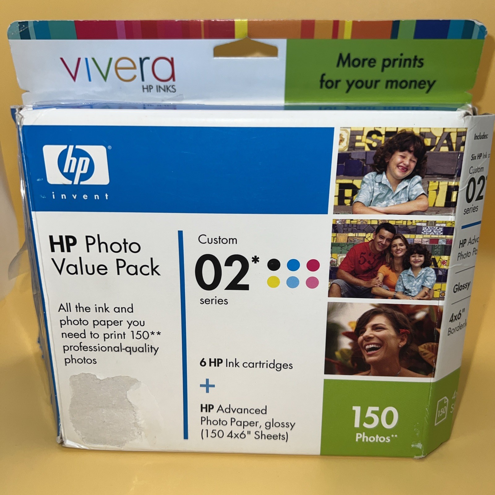 HP PHOTO VALUE PACK CUSTOM 02 SERIES, 6 HP INK CARTRIDGES NEW