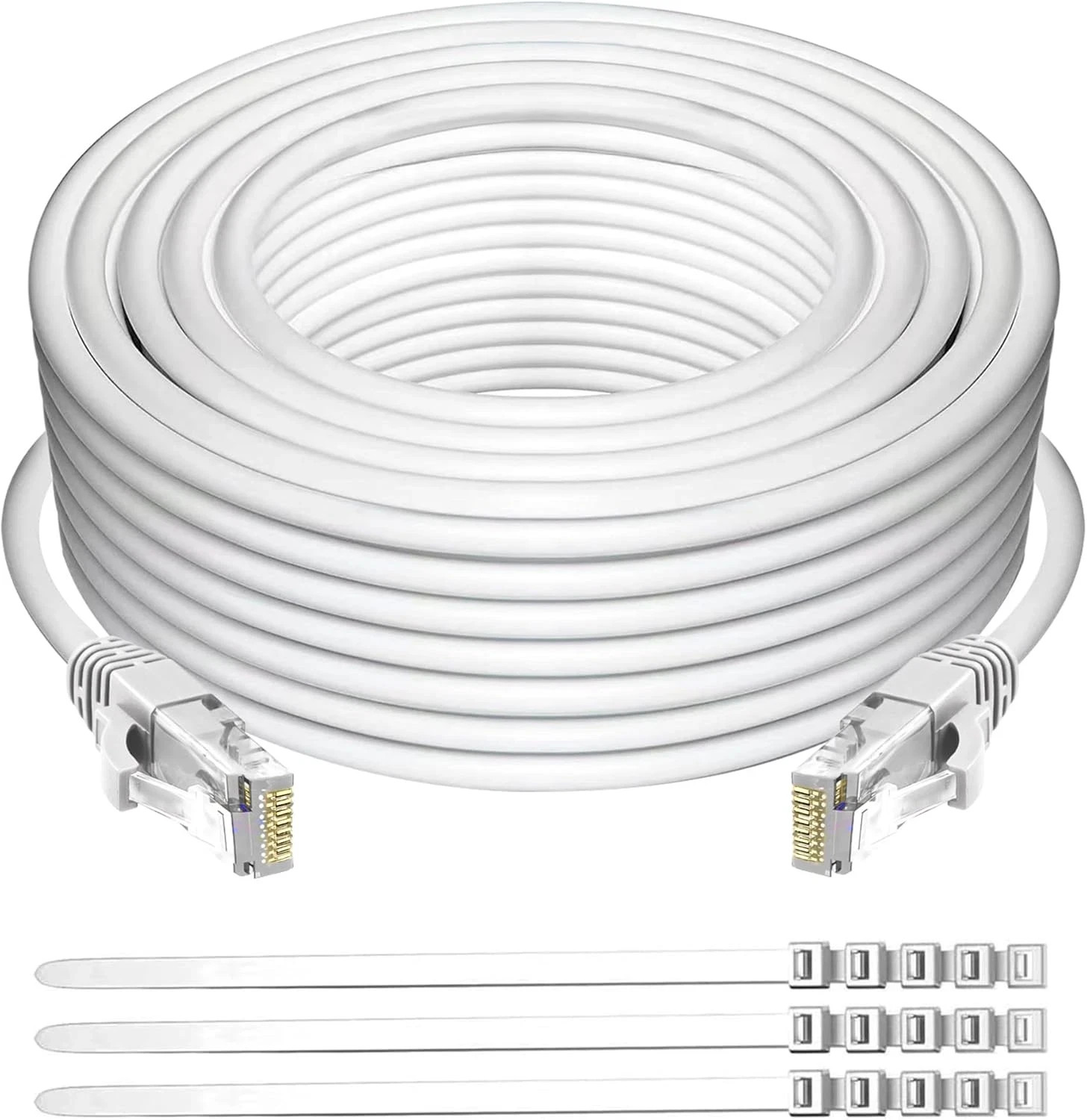 Cat 6 Ethernet Cable 50 Ft-White, High Speed Long Internet Network Cable(6 Co...