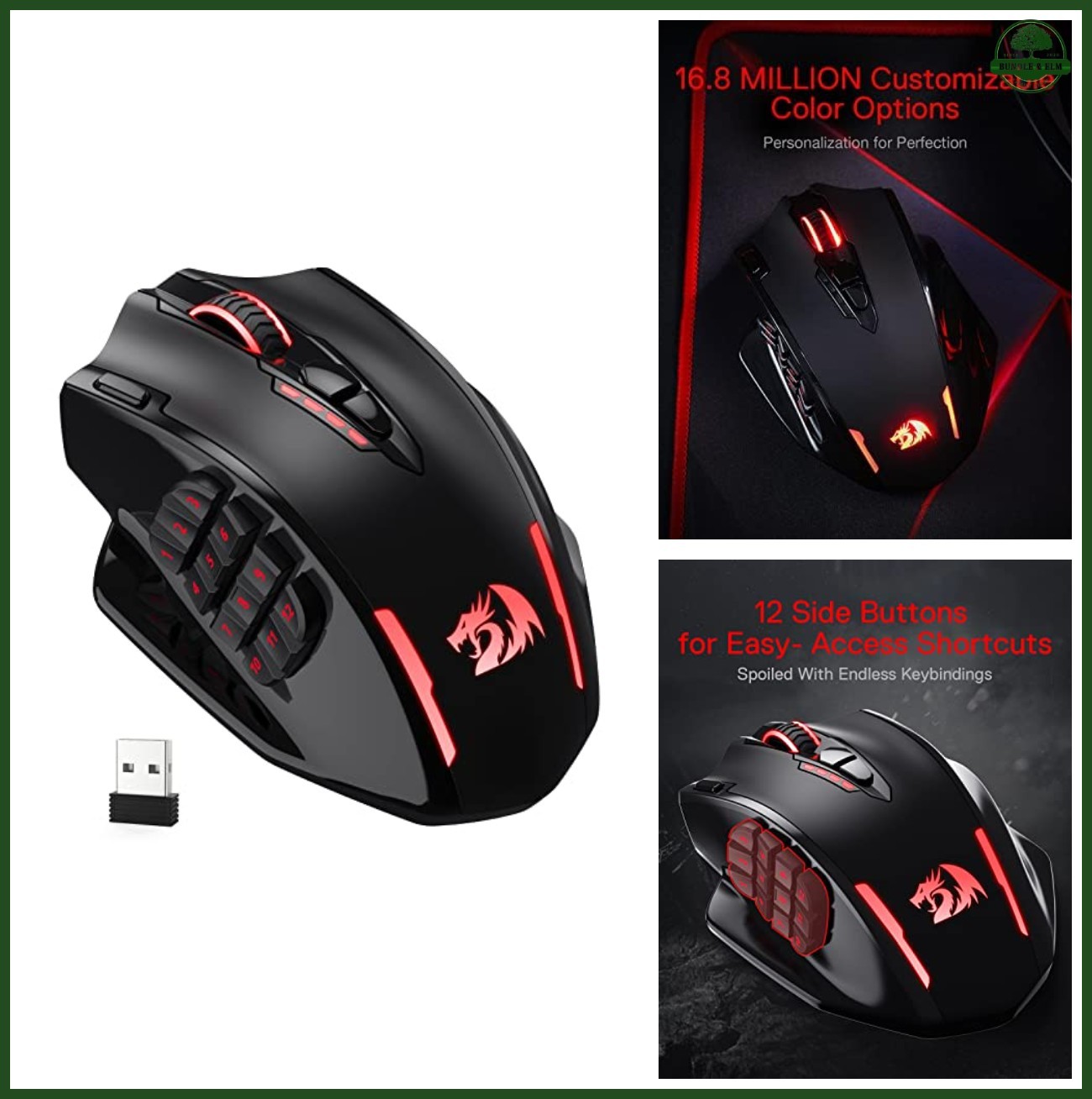 Redragon M913 Wireless RGB MMO Gaming Mouse 16000 DPI Remapping Keys