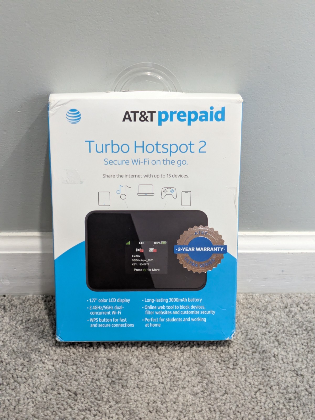 AT&T Turbo Hotspot 2 256 MB, Black - Prepaid Hotspot NEW SEALED