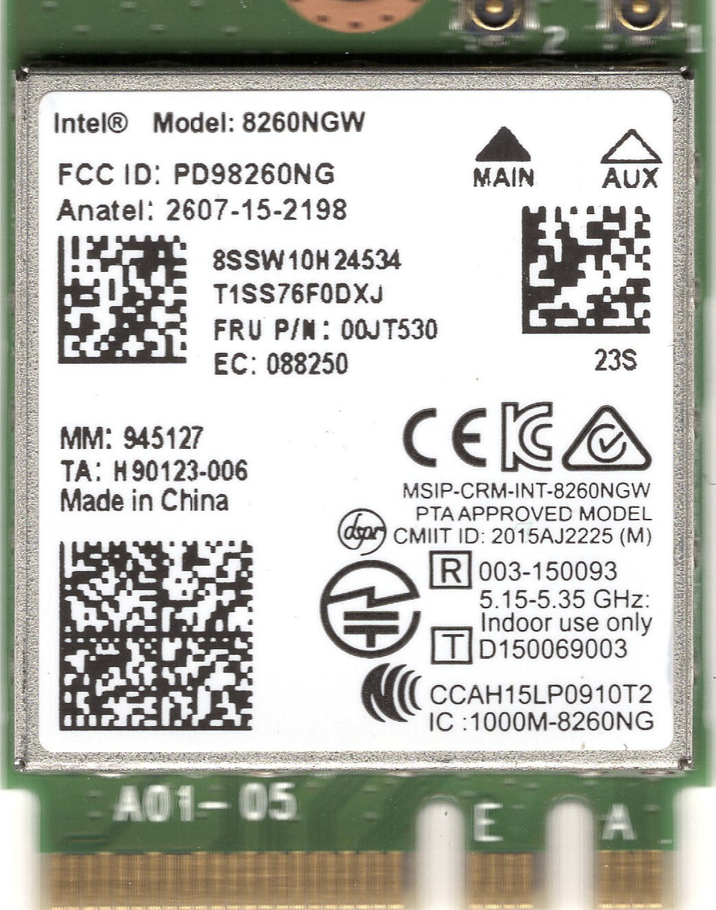 HP 806721-001 INTEL DUAL BAND WIRELESS-AC 8260NGW M.2 WIFI W/BT 4.2, 5 PK - NEW