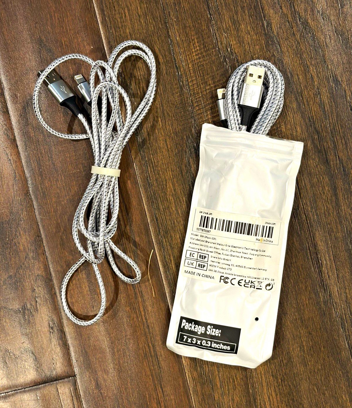2 Pack Braided USB-A to Lightning Charging Cables Silver 6 ft