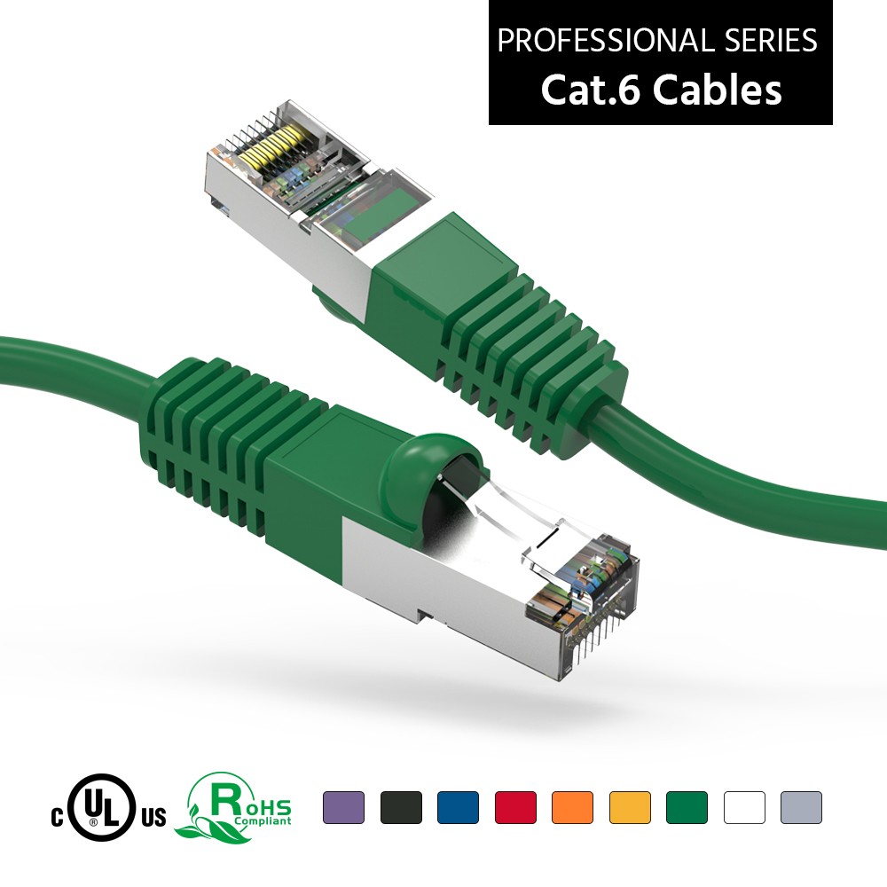 5 Pack of 50Ft CAT6 Shielded (SSTP) Ethernet Network Booted Cable 25-200 Feet Gr
