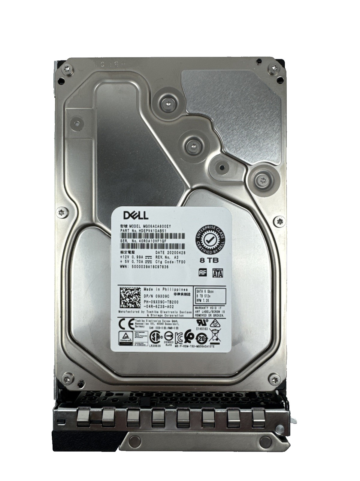 Dell Toshiba 8TB MG06ACA800EY 3.5" 7200 RPM SATA 6Gb/s HDD With Cady