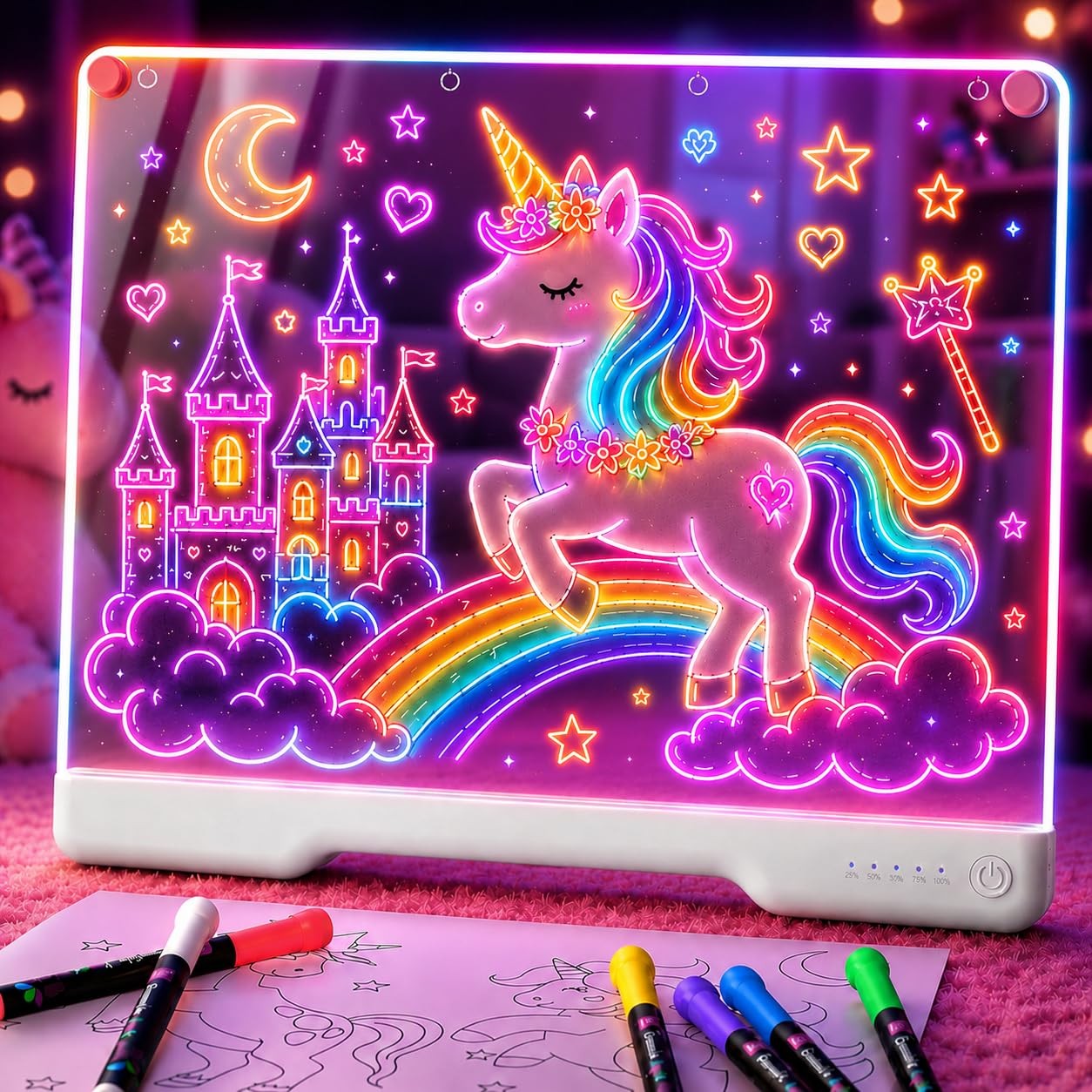 Geokay 16in Rechargeable LED Drawing Board 9-Color Light Effects