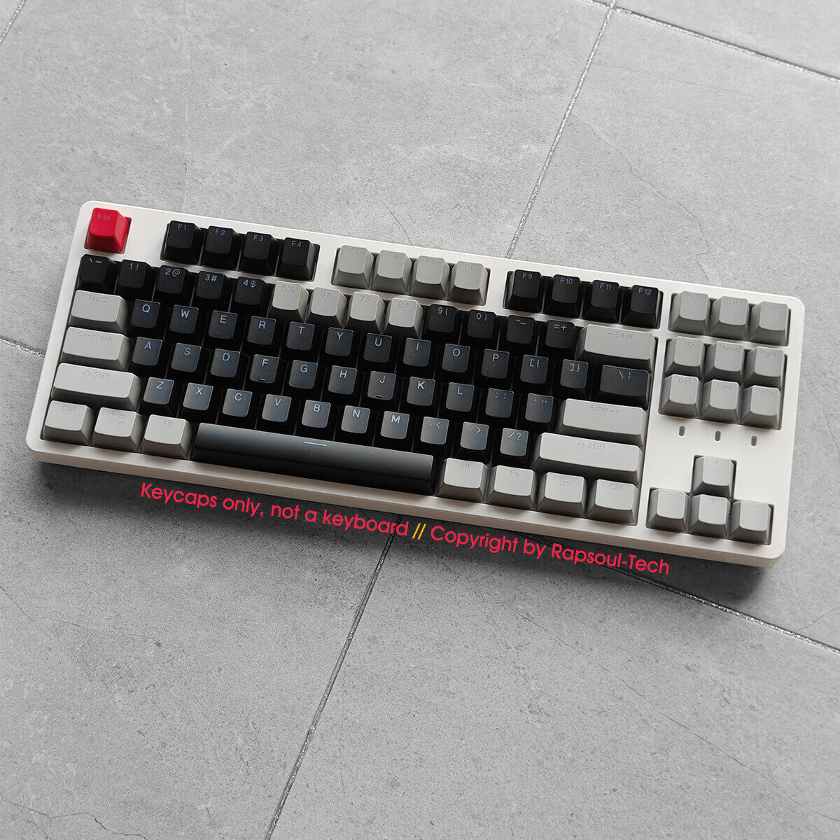 Dolch Black Doubleshot Shine Through Keycaps set for TKL 104 Mechanical Keyboard