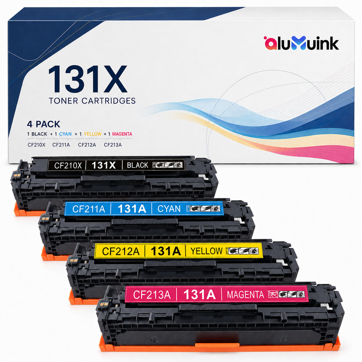 131X-CF210X-4PK Black Toner with Chip for LaserJet Pro Printer M251n M276n