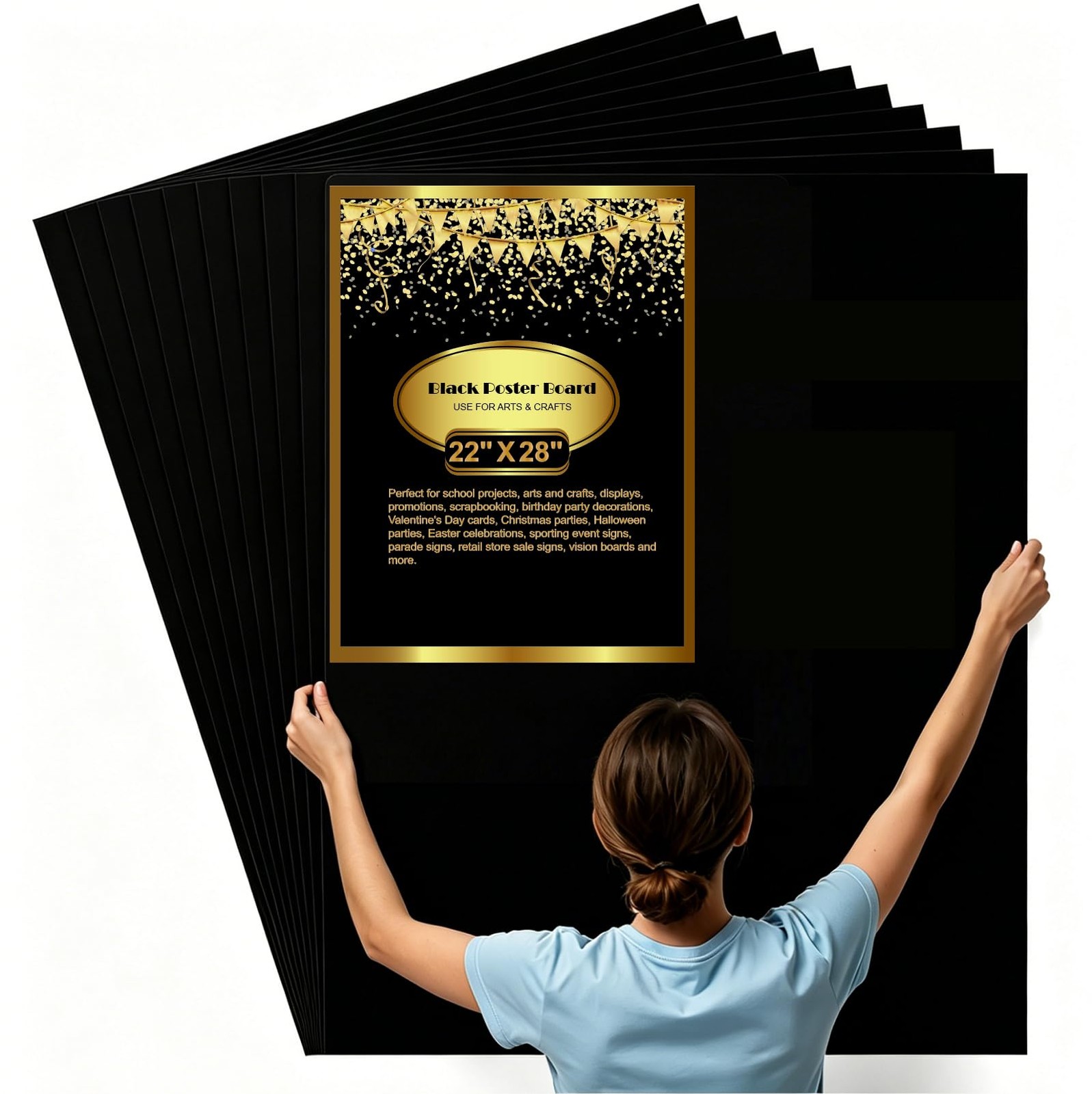 Poster Board 22 x28 Black 10 Pcs Bulk Arts Craft School ROOKEA Paper Vision