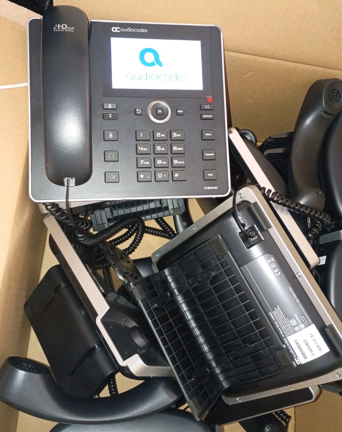 50 Lot AudioCodes 450HD Touchscreen IP GbE Phone W/Handset No Power Cord