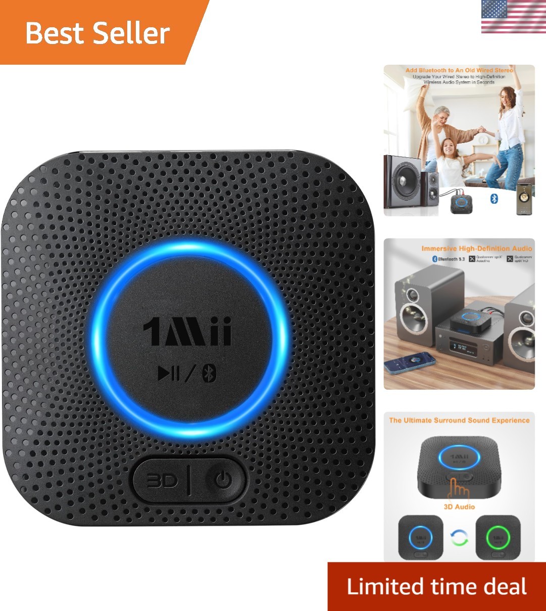 Upgrade Your Stereo with B06+ Wireless Bluetooth 5.3 Adapter & 3D Sound Feature