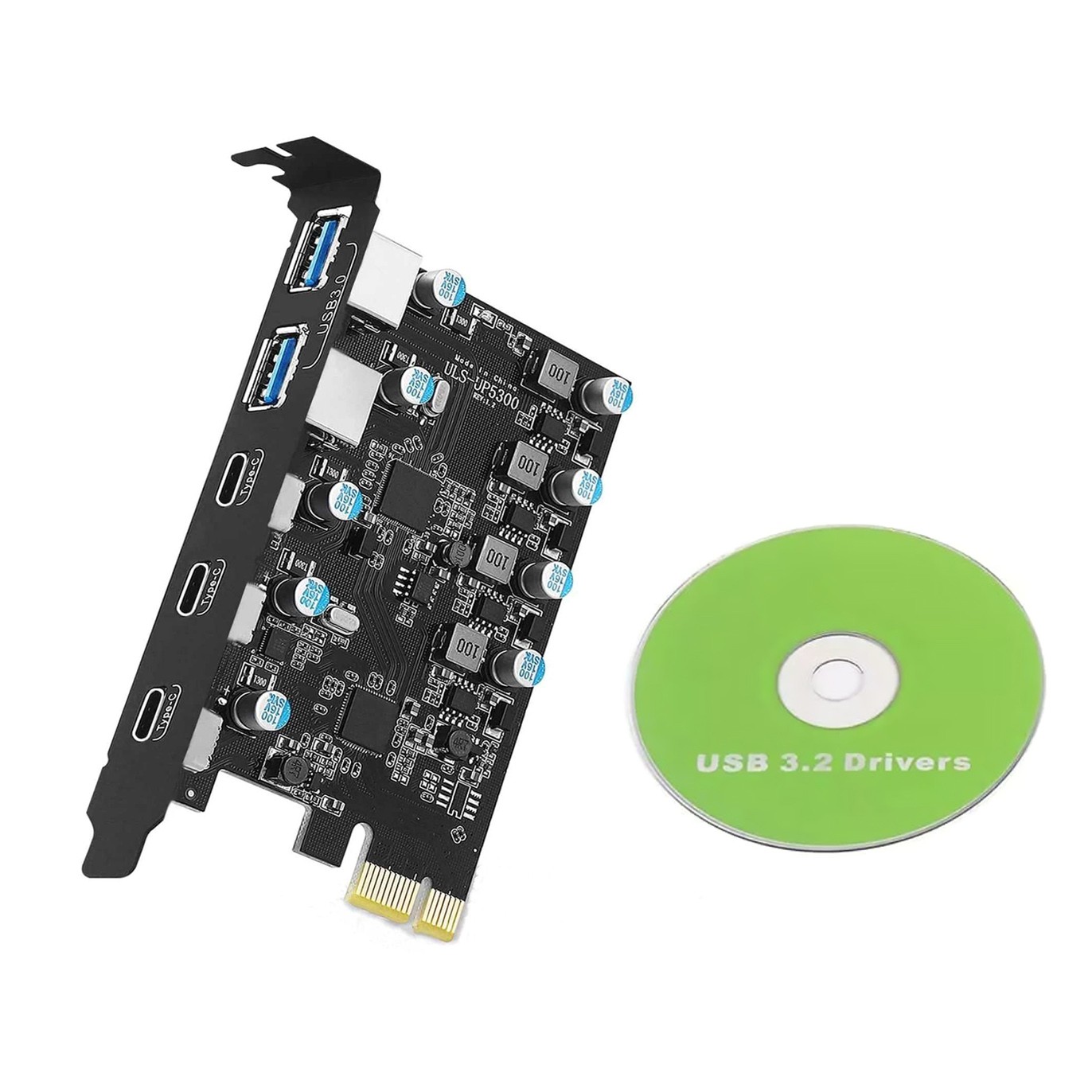 Desktop Expansion Card With 5 Ports 20Gdps USB 3.2 Gen 2 2*USB-A 3*USB-C For Win