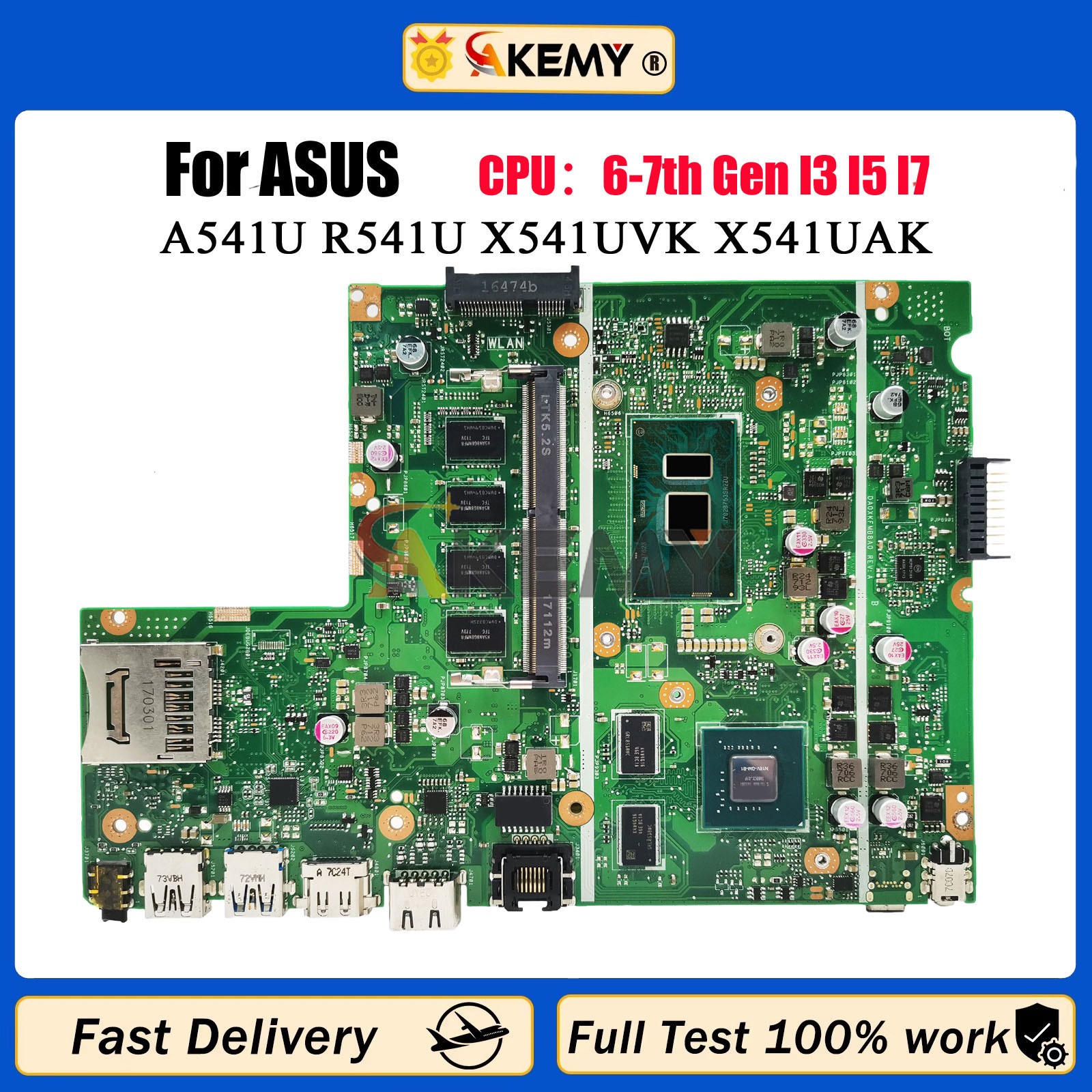 For ASUS F541U X541UVK A541U X541UAK X541UJ X541UV X541U Laptop Motherboard