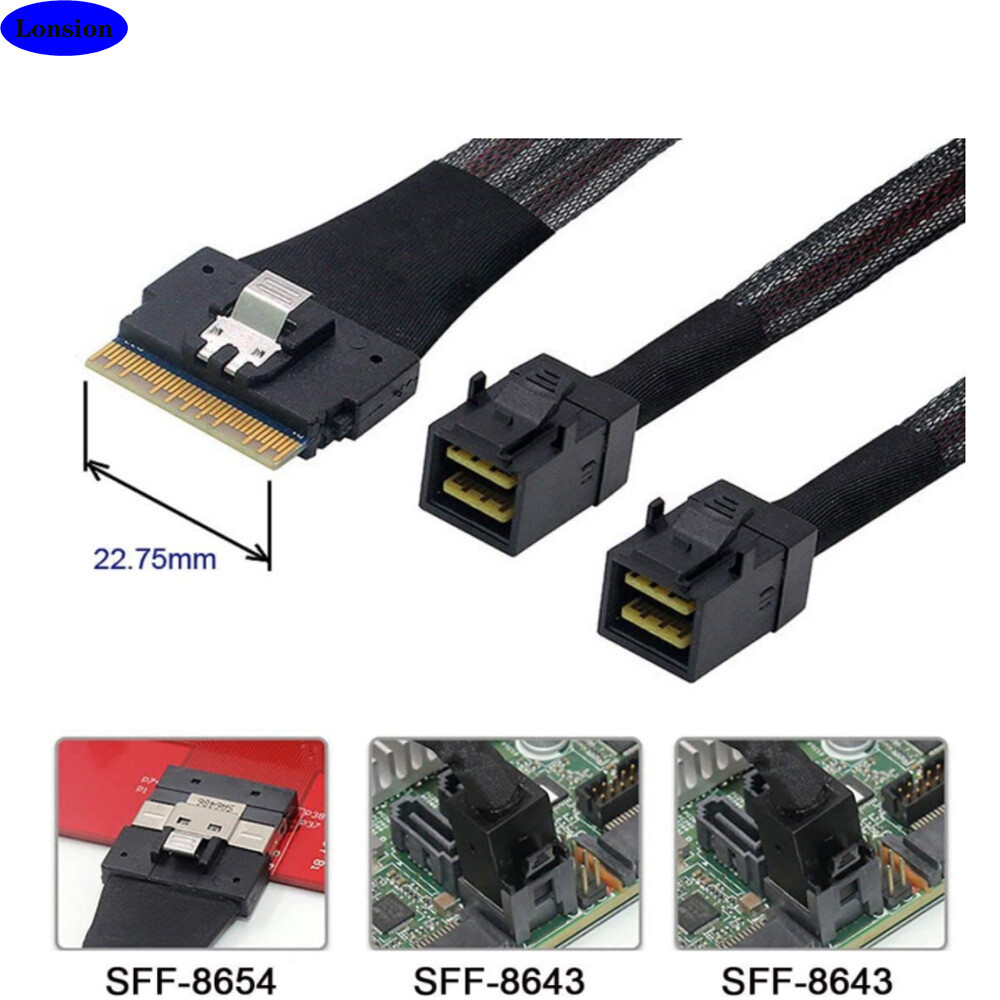 MINI SlimSAS SFF-8654 8i 4.0 to 2X SAS SFF-8643 server connection Cable