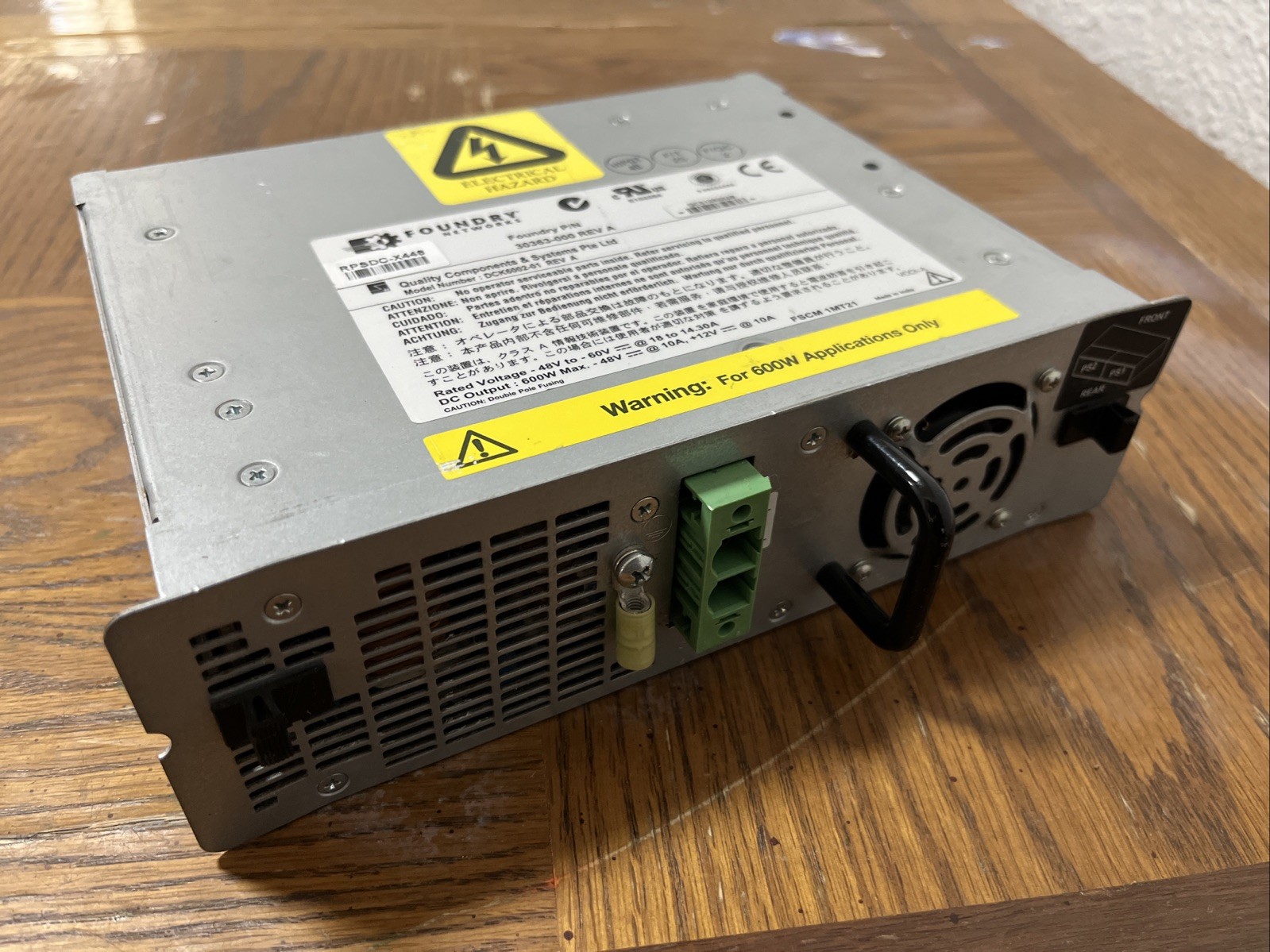Power Supply Foundry Networks RPSDC-X448 600WATT 30363-000 REV A