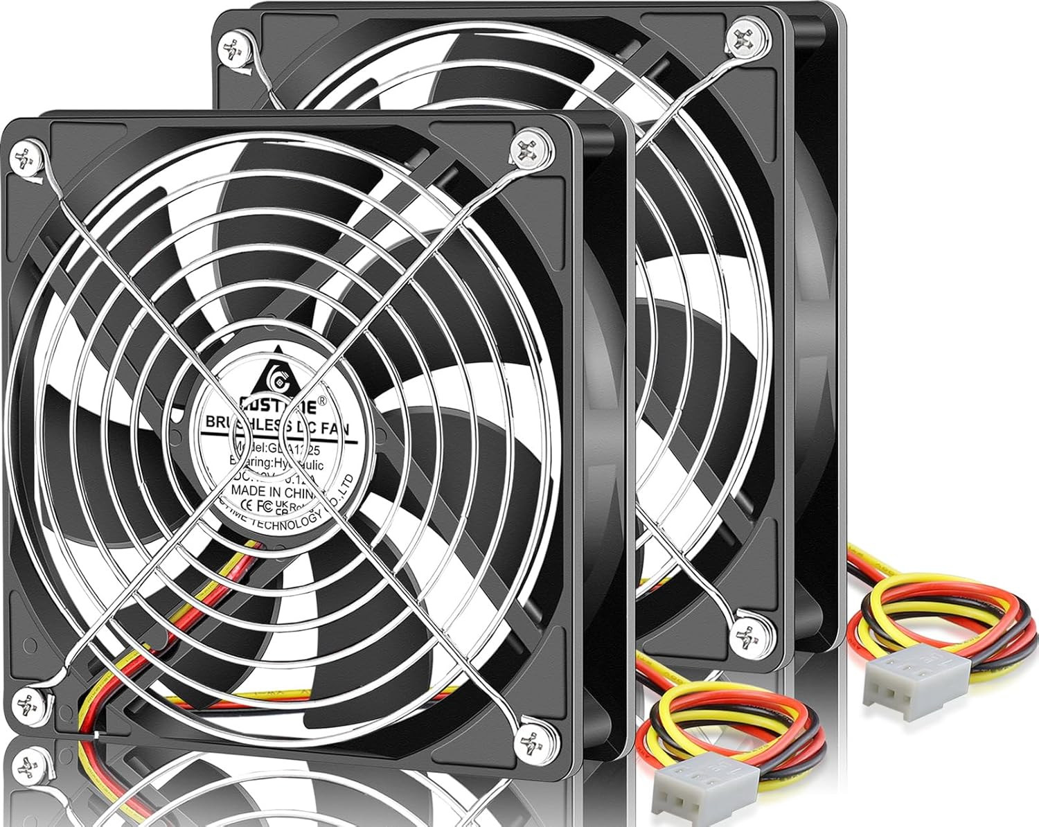 2 Pack 120Mm Case Fan 3 Pin, 12V DC Brushless Computer Cooling Fans 120X120X25Mm