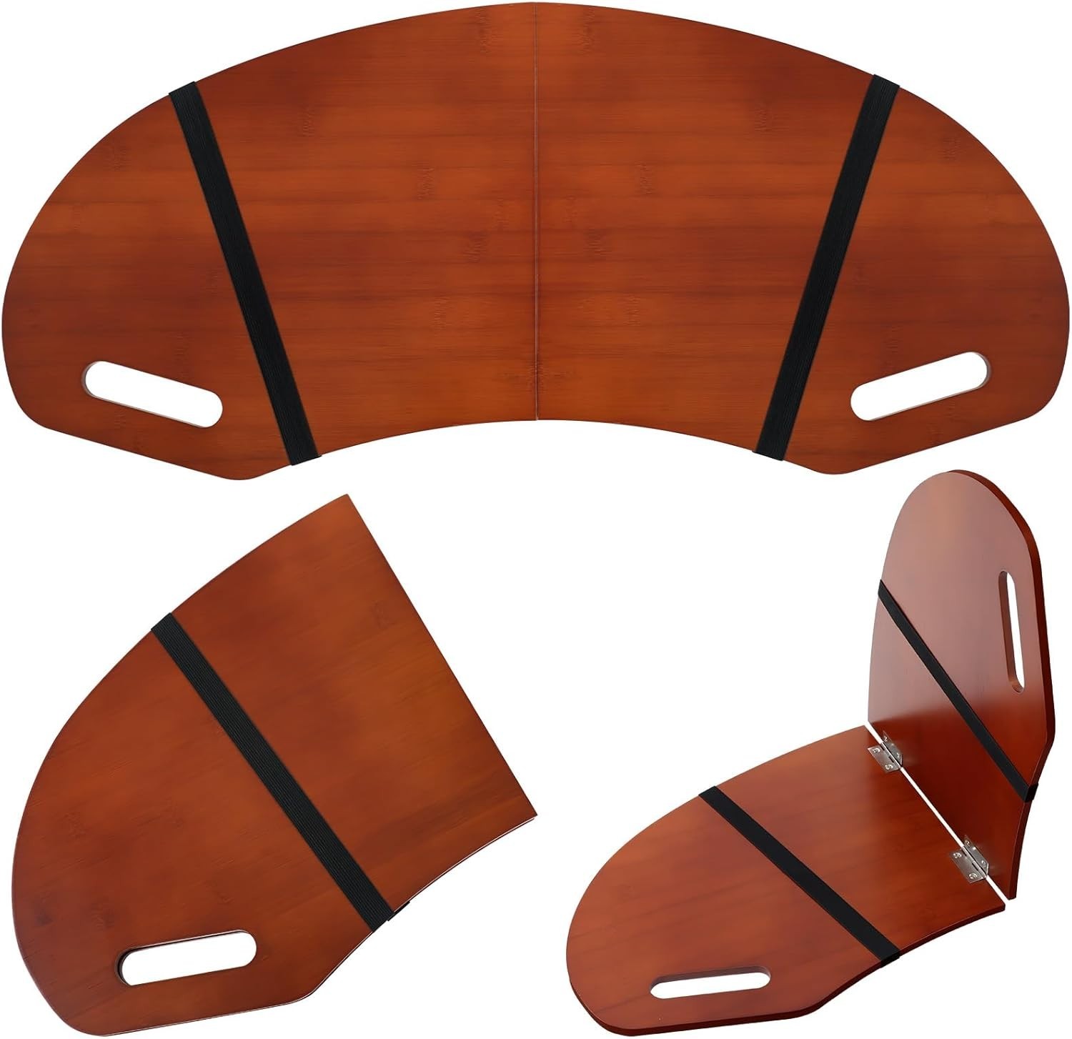 30.5" Wood Curved Lap Desk Table Tray with Handles Wooden Foldable Desk Wood ...