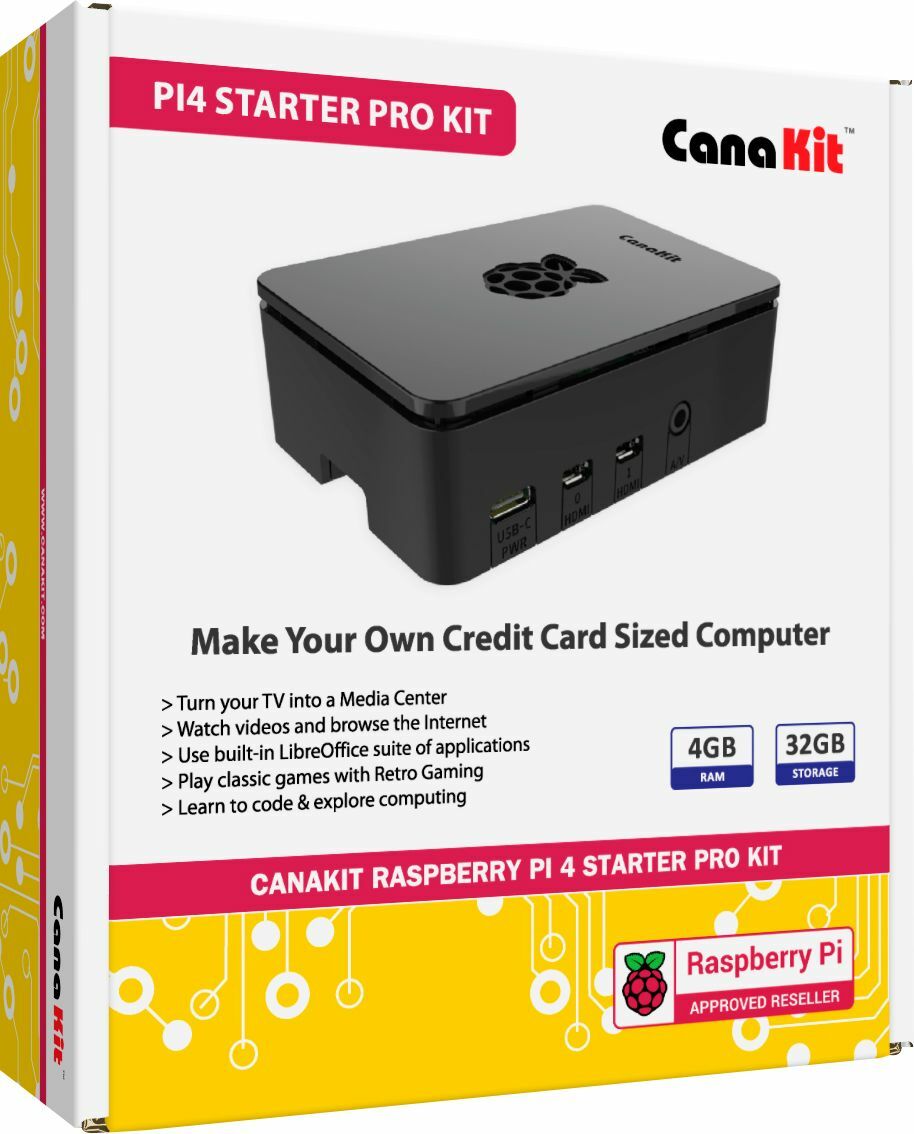 CanaKit - Raspberry Pi 4 Starter PRO Kit 4GB RAM - Black