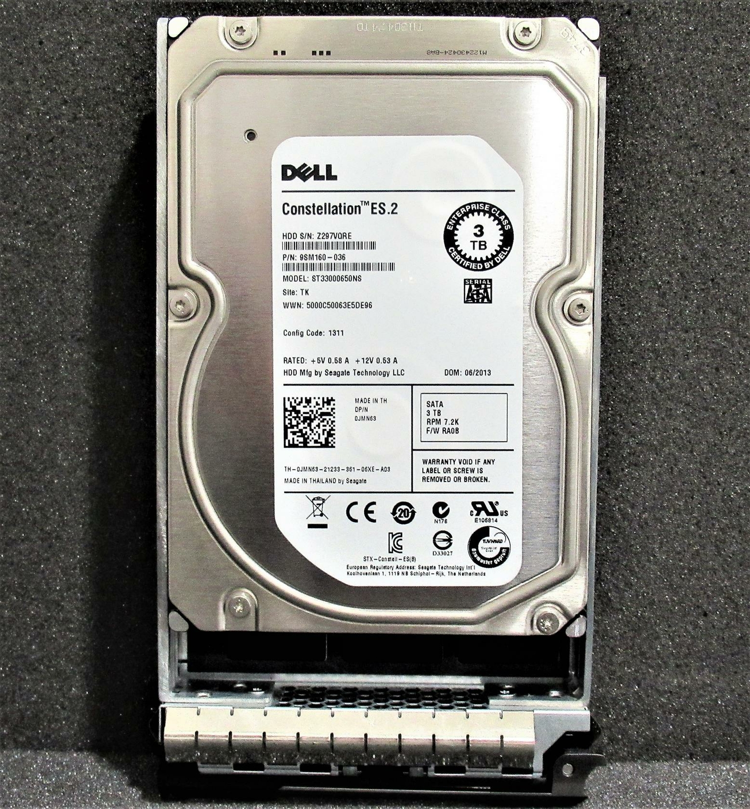 JMN63 FOR DELL ST33000650NS CONSTELLATION 3TB 7.2K 6GB 64MB 3.5'' SATA HDD