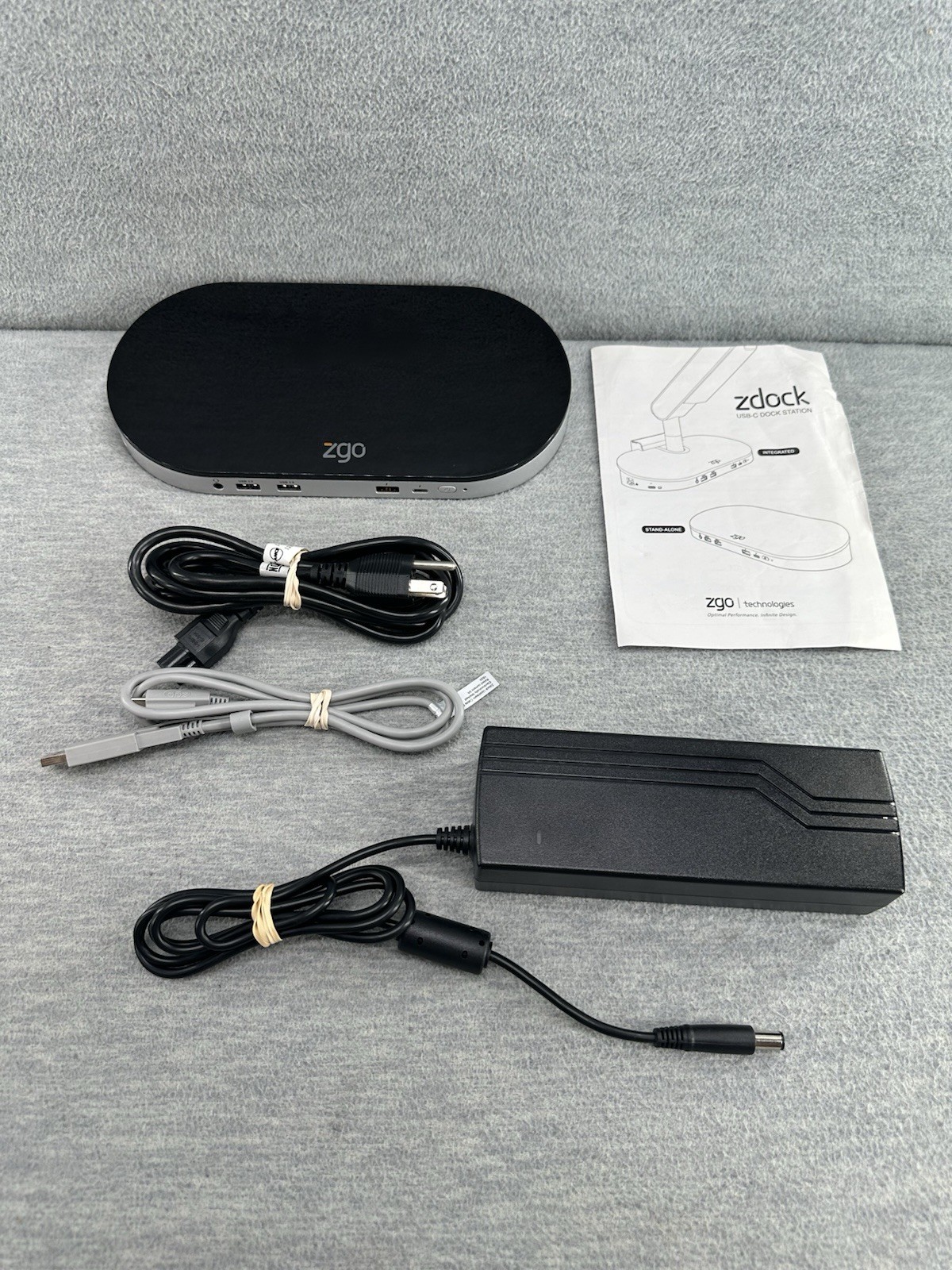 ZGO 30-0046-SL - ZDock Dual Video Integrated USB Docking Station, Black    Y1